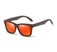 SHENJMAI Gafas de sol Gafas de sol madera bambú natural, hechas a mano, polarizadas, con revestimiento espejo, for mujer(Red)