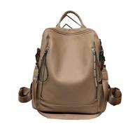 SHENJMAI Mochila de cuero para mujer Mochila de cuero marca for mujer, mochila viaje, escolar, bolso hombro informal(Khaki)