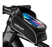 shenkey Alforja de Marco de Bicicleta, Soporte para teléfono de Bicicleta, Impermeable, Bolsa de Ciclismo, Manillar Pantalla táctil para Smartphone bajo 6,5 Pulgadas
