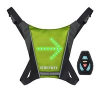 Shenkey Chaleco de Ciclismo LED con Señales de Giro - Control Remoto, Reflectante e Impermeable, Recargable por USB, Fácil de Instalar para la Seguridad en Ciclismo