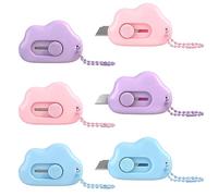 SHENLIU 6 mini cúter de caja, cuchillo de utilidad en la nube, mini cúter, cuchillo de utilidad retráctil portátil, abridor de cartón para caja de papel, paquete de corte de papel