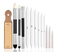 SHENLIU Juego de 13 limpiaparabrisas de papel, lápiz para dibujar, mezclar tocones y tortilliones, con papel de lija, herramientas de dibujo para limpiar y corregir