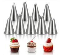 SHENLIU Juego de 9 boquillas profesionales para manga pastelera de flores, boquillas de acero inoxidable, boquillas grandes, reutilizables, puntas de estrella, boquillas para crema, tartas, hornear