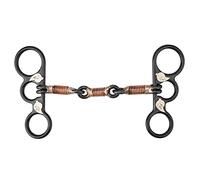 Shenprymic Bocado de Entrenamiento de Hierro Negro para Caballos, con Boca Envuelta en Alambre de Cobre; bocado Snaffle de Anillo Suelto de Estilo Occidental para un Contacto Ligero y Control