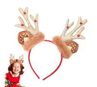 Shenrongtong Diadema de cuernos de reno de Navidad - Diadema de orejas de reno de Navidad - Diademas de cuernos de invierno para mujer, decoración festiva con campanas