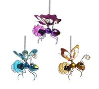 Shenrongtong Luz Abeja Colgante Energía Solar, Linterna Jardín Luz LED Solar, Estatuas Metal Decoración Jardín, Luces Hadas Solares Abeja/Mariquita/Mariposa con Resorte, Luces Solares Animales