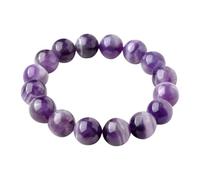 Shenrongtong Pulsera de cuentas de amatista,Pulsera de amatista para mujer - Pulsera de amatista de de 8 mm Pulsera de cuentas naturales | Pulsera de piedra hecha a mano Pulsera elástica genuina para