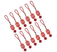 shenruifa 12 Uds. Colgante de Campana de 15,5 Cm de Alto, Adorno Colgante de Madera con Palabra Roja para Decoración del Hogar de la Puerta del árbol de Navidad