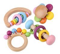 shenruifa 4 Piezas Juguete Loro Juguetes Masticar para Pájaros Colgantes Juguete de Madera Loro Jugando Juego de Juguetes