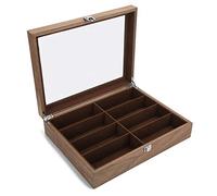 shenruifa Caja de Almacenamiento de 8 Rejillas para Gafas, Estuche de Exposición de Madera para Gafas de Sol, Organizador de Joyas de Viaje, Organizador de Gafas con 8 Compartimentos