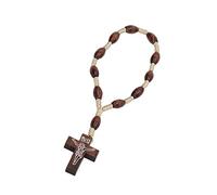 shenruifa Rosario de madera Pequeño Crucifijo de Madera Portátil Estilo Rosario Católico Tallado a Mano para Catedral Bautismal
