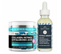 SHENT & MENT Crema Retinol 3% + Sérum 0,6% Alta Concentración Antiedad Antiarrugas Lifting Antimanchas Antiacné Colágeno Ácido Hialurónico Centella Cara Cuello Escote Hombre Mujer Día Noche 110ml