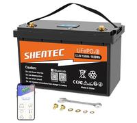 Shentec LiFePO4 150Ah 12V Batería de Litio incorporada 150A, función Bluetooth BMS, hasta 15000 ciclos Profundos y 1920w Potencia de Salida, 10 años de Vida útil, Muy Adecuada para RV