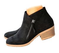 shenyoukong Botines con Cremallera Lateral Y Tacón Grueso para Mujer, Botines con Soporte para El Arco del Pie, Botas De Ante para Mujer, Botines con Cremallera Lateral (EU: 41,Negro)