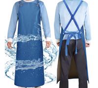 SHEOMERN Delantal industrial antidesgarros de vinilo resistente, 43 x 26 pulgadas, impermeable, resistente a los químicos, azul, unisex para adultos