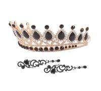 SHERCHPRY 1 Juego De Juego Novia Para Ser Decoraciones Tiara Accesorios De Vestuario Para Mujeres Boda Hada Joyas De Novia Adulto Tiaras Góticas Fiesta Delirio Pedrería Black