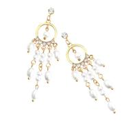 SHERCHPRY 1 Par Aretes Con Borlas De Perlas Enhebrador Cadena Pendiente Pendientes Anillos El Sonar Semental Arete De Perlas Aros De Oro Aretes De Perlas Simuladas Aleación