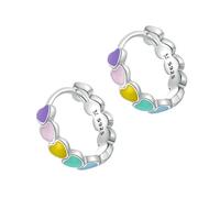 SHERCHPRY 1 Par aretes de corazón de plata esterlina encanto pendientes de aro de oro pendientes de amor aretes de colores del arco iris pendientes para mujer plata esterlina s925
