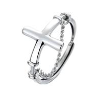 SHERCHPRY 1 Pc Anillo Dedo Anillo Gótico Anillo Abierto Creativo Dimensionador Anillos Punkyes Oro Cruz De La Joyería Cadenas Libra Esterlina Agitarse Plata Esterlina S925 Silver
