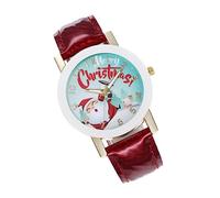 SHERCHPRY 1 reloj de Papá Noel, reloj de cinturón para mujer, reloj brillante, reloj de Papá Noel, reloj electrónico, reloj de regalo para mujer, flamenco, placa de felpa, escala de cristal rojo, Rojo