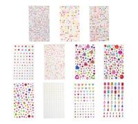 SHERCHPRY 11 hojas Pegatinas de Cristal Autoadhesivas de Acrílico para Manualidades y Scrapbooking Brillantes Stickers de Gemas para Decoraciones DIY