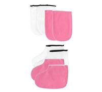 SHERCHPRY 2 Juegos Guantes y Calcetines de Cera para Manos y Pies para Hidratación y Exfoliación Accesorios de Spa para Cuidado Colores Rosa y Blanco