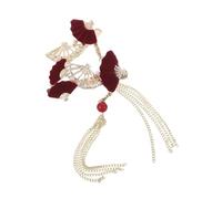 SHERCHPRY 2 piezas Accesorios para Cabello Antiguo Clips Decorativos Forma de Abanico con Borlas para Traje Han Sujetadores de Cabello Rojos Adaptable