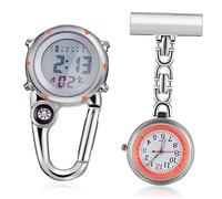 SHERCHPRY 2 Piezas Conjunto De Reloj De Enfermera Reloj De Bolsillo Digital Clip Mosquetón para Exteriores para Mochila y Suministros De Enfermería