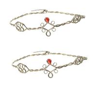 SHERCHPRY 2 Piezas diadema trenzada de alambre mujeres niñas tocado pinza de pelo de la boda hair topper diademas de niñas pasadores de diamantes de imitación tejer diademas retorcidas Metal