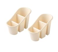 SHERCHPRY 2 Piezas Estuche para Cucharas y Palillos Escurridor, PP Beige | Diseño de Rejilla Escalonada, Almacenamiento Drenaje y Secado, para Joyas y Encimera de Tocador