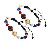 SHERCHPRY 2 Piezas Galaxy Bracelet Star Y Moon Beaded Planeta Joya De Joya Tierra Solar Solar Beads Para Fiestas De Viajes Cotidianas Artisan Elaborado