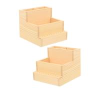 SHERCHPRY 2 Piezas maletin manicura cajas organizadoras suministro de manicura caja de herramientas de uñas portátil estuche Titular de herramientas Light Brown