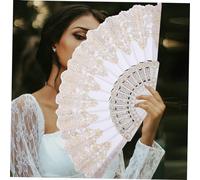 SHERCHPRY 2 piezas Plegables Antiguos Retro para Bodas y Baile Abanico Portátil Blanco con Diseño Elegante para y Decoración