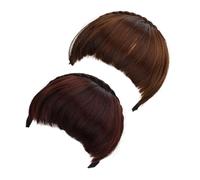 SHERCHPRY 2 Piezas Unidades de Pelucas de Flequillo Natural para Mujer Clip In Adhesivo Seguro Diseño Francés Invisible Cómodo y Fácil de Usar Tonos Marrón y Oscuro Volumen Espeso para