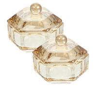 SHERCHPRY 2 piezas Vaso de Cristal para Manicura Color Champán con Tapa Cuenco Reutilizable para de Líquidos y Polvos de Uñas de Elegante y Práctico