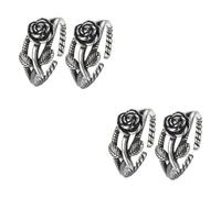 SHERCHPRY 2 Series Anillo De Plata Tailandesa Con Cuerda De Rosa Medidor De Tamaño Anillos De Plata Para Mujer s Vintage De Rosa Decorativo Para 2 piezas*2