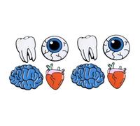 SHERCHPRY 2 Series Broche De Órgano Humano Broche De Halloween Broches Accesorios Broche De Cerebro Broche Original Broche Sombrero Alfiler De Corazón Broche De Aleación 4 Piezas