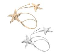 SHERCHPRY 2piezas Brazalete Metálico Estilo Resort Temática Oceánica Pulseras Ajustables Parte Superior del Brazo Joyería Náutica para Vestido de Fiesta Diseño de Estrella Náutica Paquete