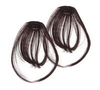 SHERCHPRY 2Piezas Clip Flequillo Postizo Falso Para Mujeres De Extensiones De Sintético Color Castaño Oscuro Con Natural Costuras