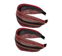 SHERCHPRY 2piezas Diademas Anchas Retro De Banda Cabello Parte Superior Alta Accesorios Bohemios Cabello Diadema Trenzada Antideslizante Para Mujeres