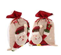 SHERCHPRY 2piezas Dulces Dibujos Animados Prácticas Bolsas de Mano Bolsas de Embalaje Decorativas para Regalos de Papá Noel para Envolver Dulces Navidad