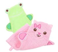 SHERCHPRY 2piezas Guante De Ducha Exfoliante Para Baño Guantes Para Limpiar La Piel Color Rosa Diseño De Dibujos Animados Para Uso Casa