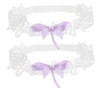 SHERCHPRY 2piezas Liga De Lazo De Perla Elegantes Ligas De Boda Para Novia Con Ribete De Encaje Accesorios De Novia Para Mujeres y Fiesta De Boda