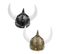 SHERCHPRY 2piezas Sombrero Vikingo con Cuerno Grande Casco Nórdico Medieval para Fiesta Temática de Pirata Vikingo Accesorios de Disfraz para Hombre