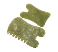 SHERCHPRY 2piezas Tabla Raspadora Xiuyu Para Rostro y Cuerpo Juego De Herramientas Gua Sha Naturales De Piedra De Jade Para Tratamientos De Belleza Facial y Relajación