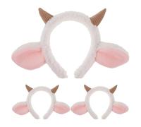 SHERCHPRY 3 Piezas Diadema de Orejas de Cordero con Cuernos de Oveja de Felpa Accesorio para Disfraces de Animales de Granja Carnaval Halloween y Fiestas de Cosplay para Adultos
