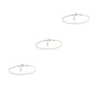 SHERCHPRY 3 Piezas joyas de tobillo pulseras de tobillo para mujer talón con cuentas perla nombre tamaño tobillera elegante tobillera que combina con todo artificial