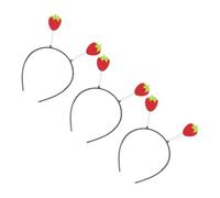 SHERCHPRY 3piezas Diademas Elásticas de Fresa Accesorios de Cabello para Niñas Diademas de Frutas para Fiestas Carnavales y Showers Tocado de Fresa Accesorios Cabello de Fiesta