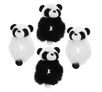 SHERCHPRY 4 Coleteros Suaves y Adorables Elásticos de Felpa Diseño de Panda Pelo Ideales para Mujeres y Niñas Compartiendo Amigas