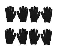 SHERCHPRY 4 Pares Guantes De Ducha Exfoliantes Corporales Negros Para Eliminación Profunda De Piel Muerta, Masaje Espalda, Limpieza Baño y Cuidado Piel Hogar